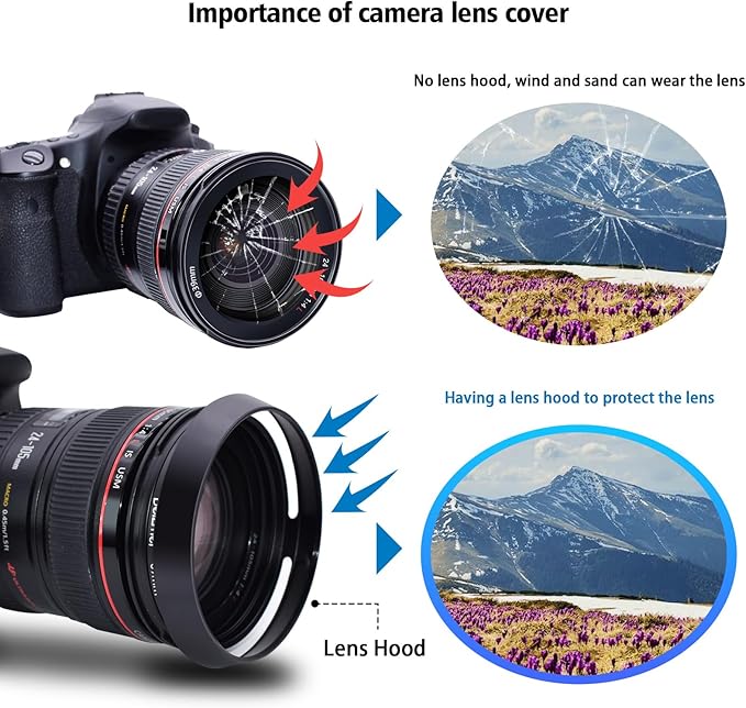 40.5mm Lens Hood,40.5mm Metal Camera Lens Hood Compatiable All Brands Ø Lenses with 40.5mm Filter Thread.