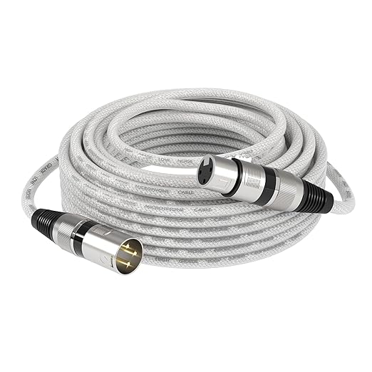 XLR Microphone Cable 50FT Male to Female Balanced Mic Cord with Oxygen-Free Copper 3-Pin XLR Connectors for Audio Mixer Studio Monitor PA System Microphone Podcast Recording