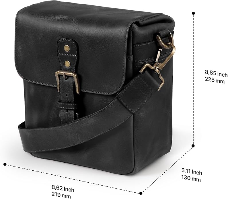 MegaGear Genuine Leather Camera Messenger Bag Mirrorless Portable electronic device cover