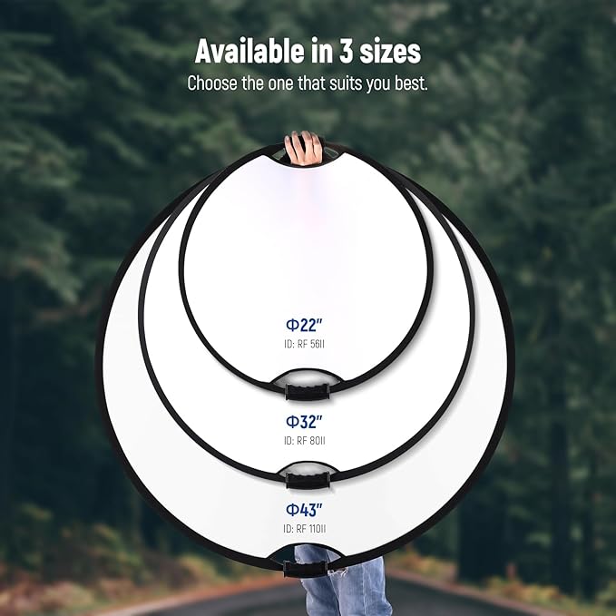 NEEWER 32"/80cm Light Reflector, 5 in 1 Foldable Multi Disc Photography Light Diffuser Translucent/Silver/Gold/White/Black with Clamp/Grips, 3/8" Thread/Cleaning Cloth for Outdoor Lighting, RF-80II