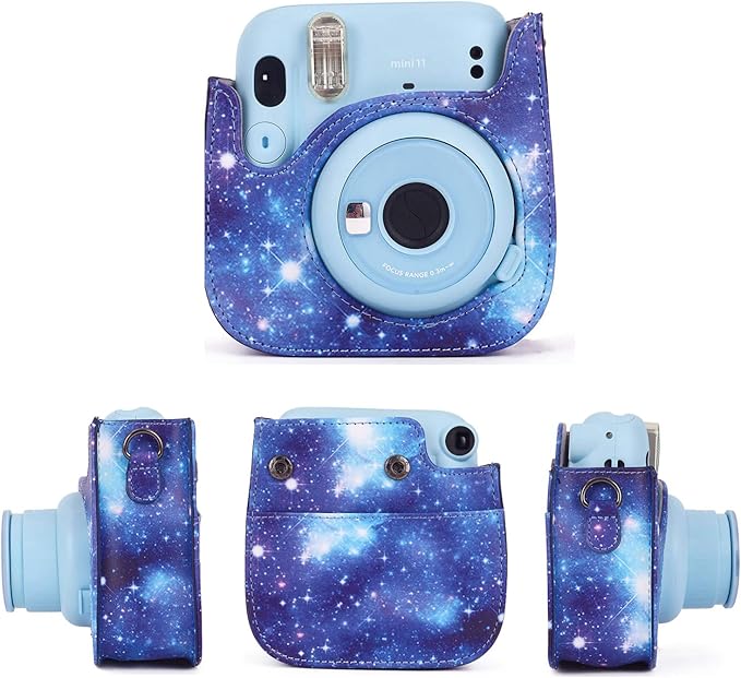 Phetium Instant mini 12 Camera Protective Case Compatible with Instax Mini 12 11,PU Leather Bag with Pocket and Adjustable Shoulder Strap (Starry Purple)