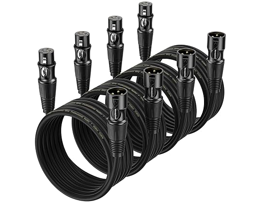 XLR Cables 3 Ft 4 Packs - Male to Female Microphone Cable with 3-Pin Balanced Shielded XLR Speaker Cables Mic Cable