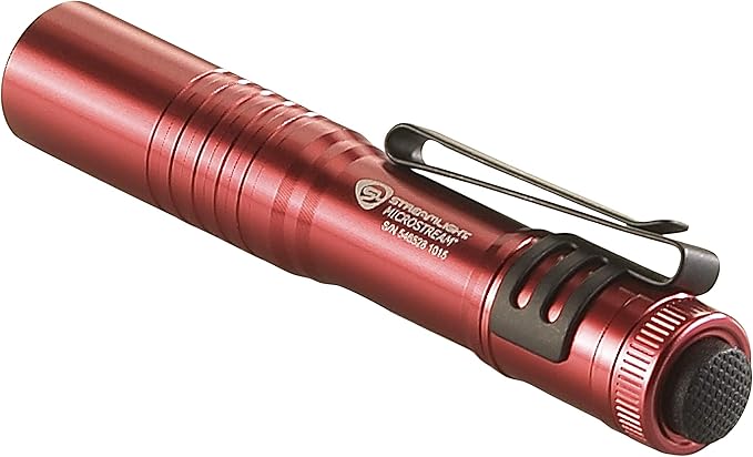 Streamlight 66323 MicroStream 45-Lumen 420-Candela EDC Ultra-Compact Flashlight with AAA Alkaline Battery, Clear Retail Packaging, Red