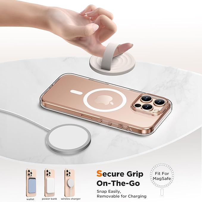 Magnetic Phone Grip Ring Holder, Liquid Silicone Magnet Cell Phone Grip Finger Loop, Compatible with Magsafe, Back of Phone for iPhone 17/16/15/14/13/12 Series, Stone