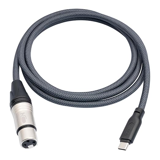 10ft USB C to XLR Female Mic Link Converter, 21db High Gain Female XLR to USB C Mic Cable for Dynamic Microphones, iPhone 15 Pro, iPad, Notebook, Tablet