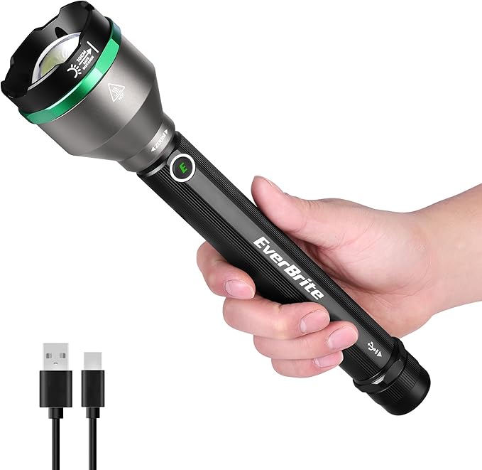 EverBrite 5000 High Lumens Rechargeable Flashlight, 5 Modes Zoomable Tactical Flash Light High Powered, LED Super Bright Spotlight for Hunting Hiking Camping Home Emergency& Survival Gear