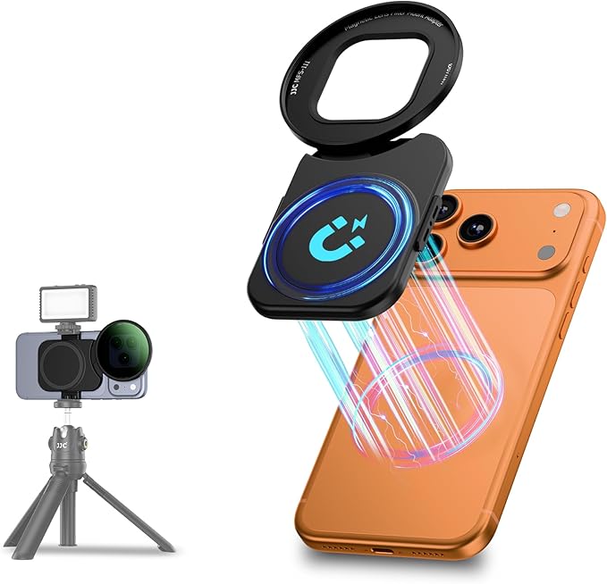 67mm Universal Magnetic Lens Filter Mount Adapter for iPhone Air 17 16 Pro Max Plus, iPhone Lens Filter Attachment with 1/4" Screw & Cold Shoe for Vlogging Live Streaming Video Recording (No Filter)