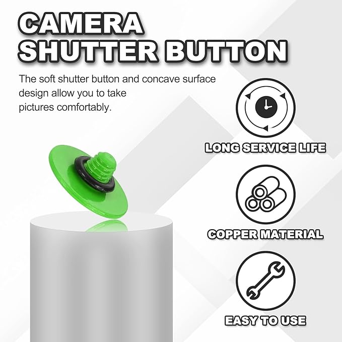 PATIKIL Camera Shutter Button, 2 Pack 10mm Convex Surface Shutter Release Buttons Pure Copper Camera Button for Nikon for Fujifilm for Leica DSLR/SLR, Green
