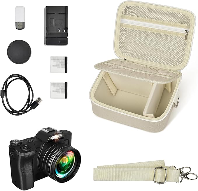 ANKHOH Vlogging Camera Case for Duluvulu/for Zostuic/for YIGLLO/for Gavonde/for Canon/for Kodak Pixpro Digital 4K 5K Camera Carrying Travel Bag for SD Cards, Accessories(Box Only)(White)