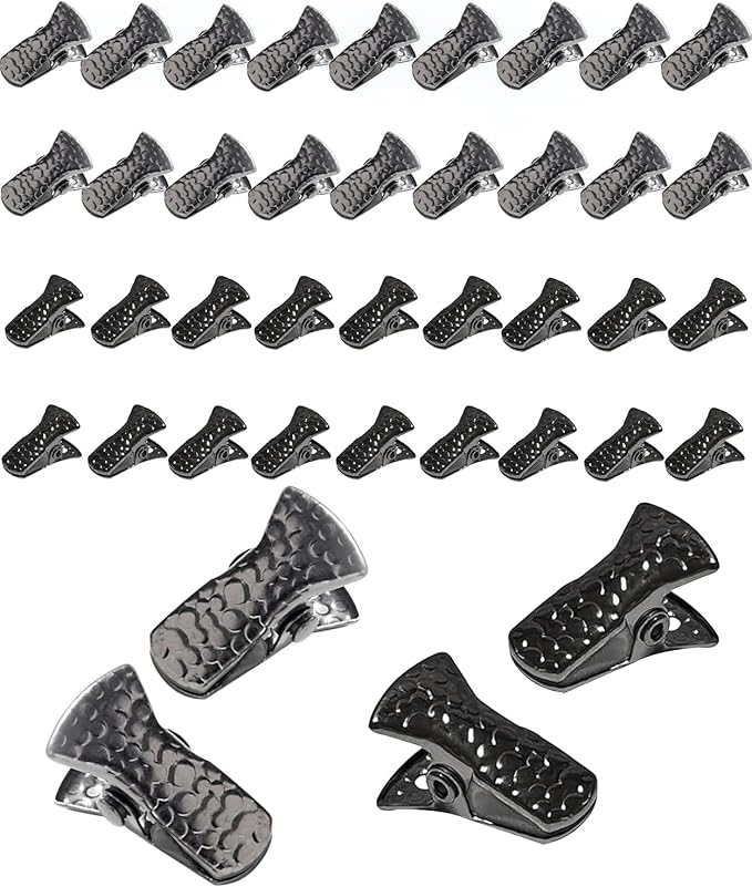 40 Pack Mini Alligator Clips with Steel Core & Non-Slip Silicone| Multipurpose Clips for Delicates, DIY Crafts, Office & Home(Deep Black+Black)