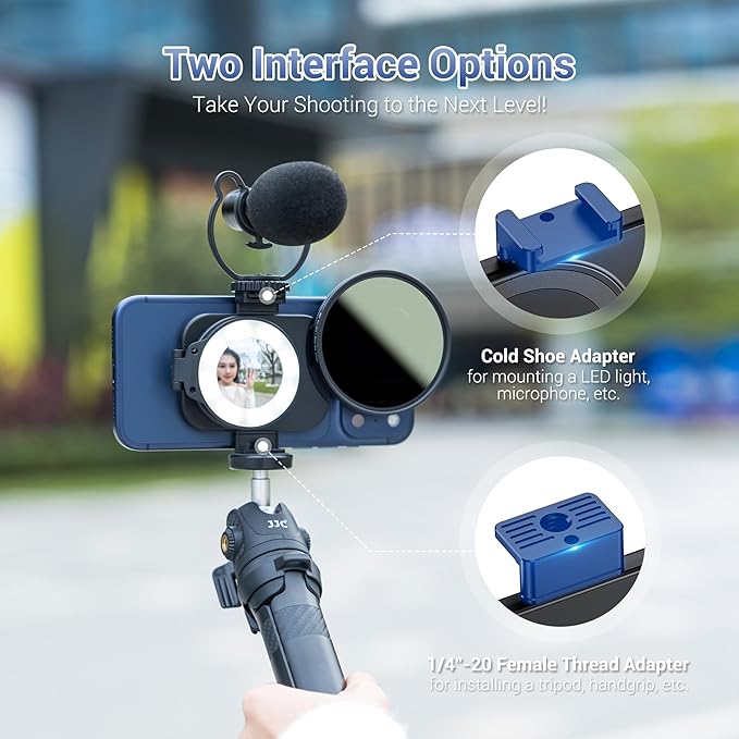 JJC 67mm ND Filter for iPhone, Magnetic Lens Filter Mount with ND2-128 Variable ND Filter Compatible with iPhone Air 17 16 15 14 Pro Max Plus with 1/4” Screw & Shoe Mount