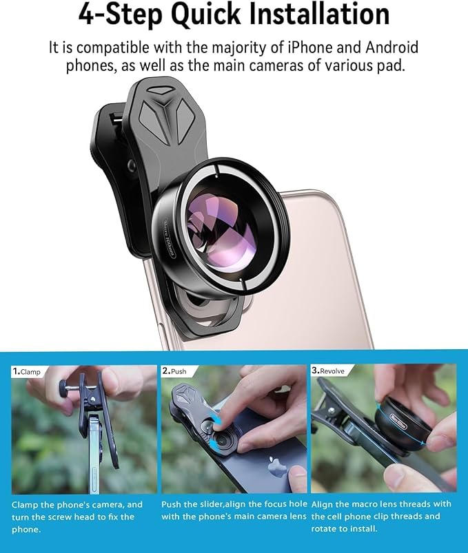 Evil eye 10X Macro Phone Lens Kit for Smartphone with Universal Clip, Professional Macro Photography Lens for iPhone, Samsung and Most of Android Smartphone