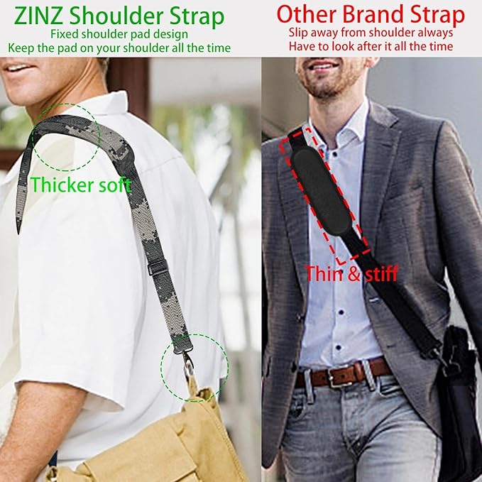 ZINZ Shoulder Strap 58" Ultra-Thick Fixed Padded and Adjustable Buckles Crossbody Strap for Briefcase Laptop Bag Luggage