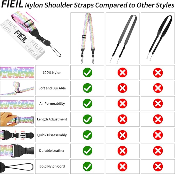 Adjustable Shoulder Strap, Nylon Camera Strap, Comfortable Neck Strap for iPad, Cellphone Tablet, Camera, Laptop, Binocular, Luggage Bag (Rainbow Stars Universal Lanyard)