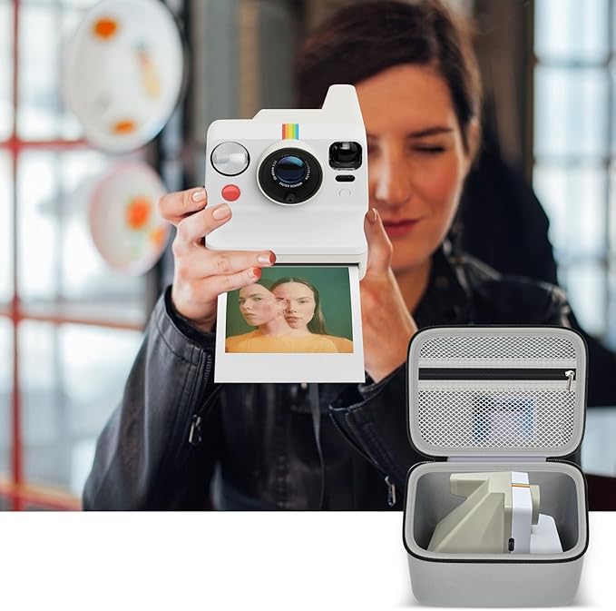 Portable Carrying Case Compatible with Polaroid Now 2nd/ for 3rd Generation I-Type Instant Camera/for Now/for Now+/ for OneStep 2 VF/for OneStep+ Instant Film with Mesh Pocket - Grey