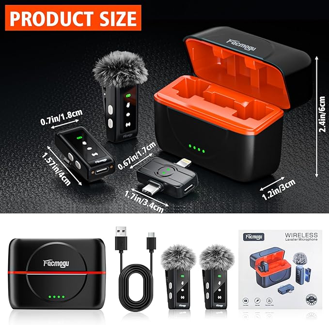K80 Professional Mini Wireless Lavalier Microphone for iPhone Android Tablets (Lightning/USB C), Noise Reduction & Voice Changer, Magnetic Mini Lav Mic Lapel Clip on Mic for YouTube, TikTok, Vlogging
