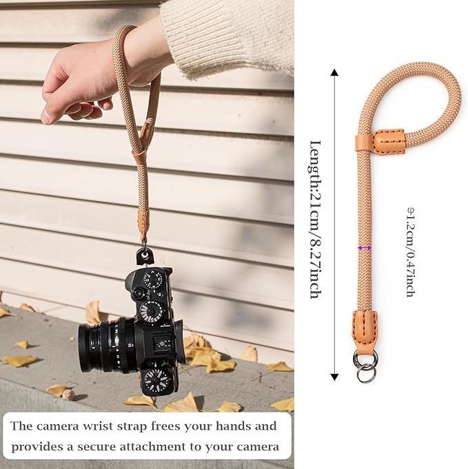 VOVMOEYA Rope Camera Wrist Strap for Sony Fujifilm Nikon Canon DSLR - Hand Strap - Khaki