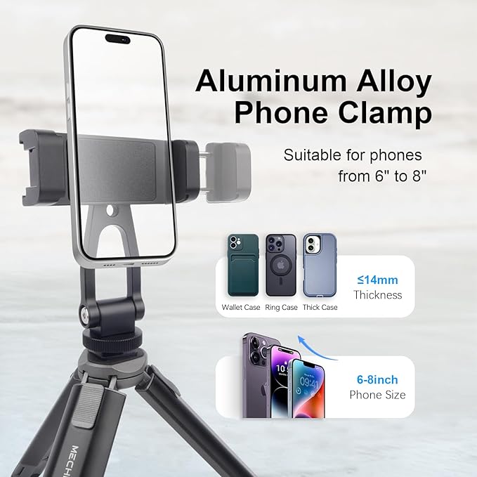 Mini Camera Tripod Kit, All Aluminum Desk Tripod with 360° Phone Holder for DSLR/Action Camera/Cellphone, Phone Tripod Stand Selfie Stick for Video Recording/Vlogging, Max Load 11lbs (SY027)