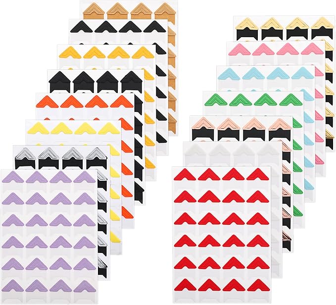 360 Pcs Photo Corners Self Adhesive Photo Mounting Corner Stickers Photo Mounting Corners Multicolored Picture Corners for Scrapbooks Album Journal Memory Book (Multicolor)