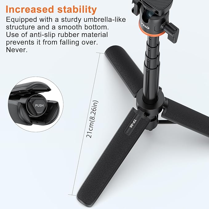 VRIG 21.6" Magnetic Cell Phone Tripod, Compatible with MagSafe, TP-06 Extendable Phone Tripod + MG-03 Magnetic Tripod Mount Stand with Wireless Remote, for iPhone 16 15 14 13 12 & All Phones