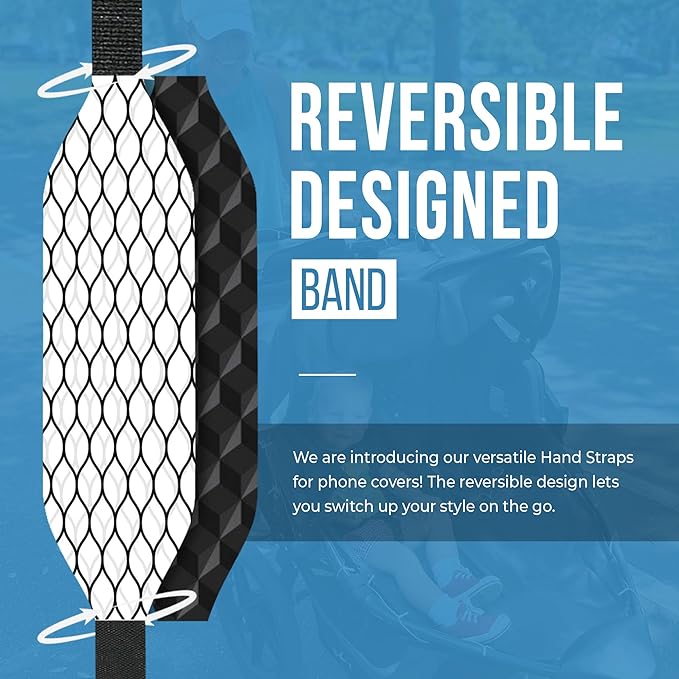 Switchbands Universal Phone Grip Strap – Customizable Phone Holder for Hand, Wireless Charging Safe Phone Handle Grip, Reuseable Phone Strap for iPhone, Samsung & Android Cases - Carbonite Weave