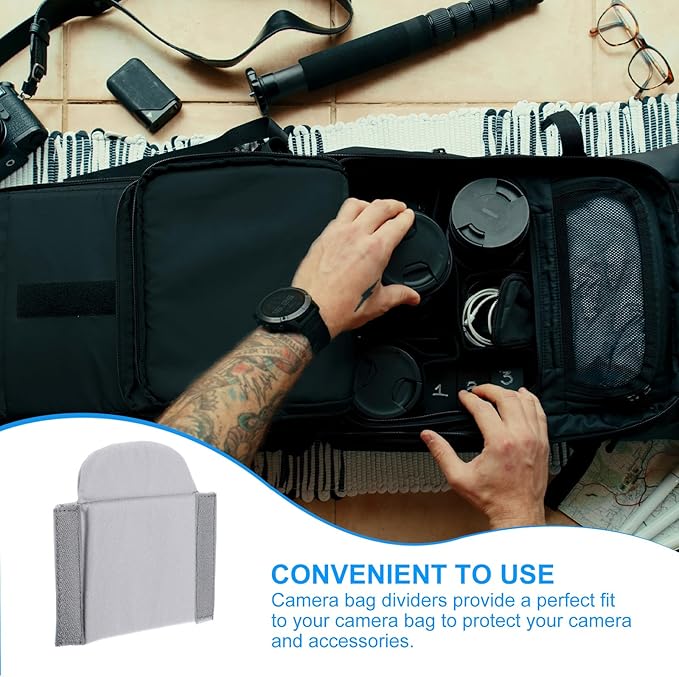 PATIKIL Camera Bag Divider, 2Pcs 6.5"x6.3"x0.55" Shockproof Camera Bag Inserts Separator Pad Protective Lens for Nikon Camera DSLR Protect Bag Organizer Universal Divider Cushion, Gray