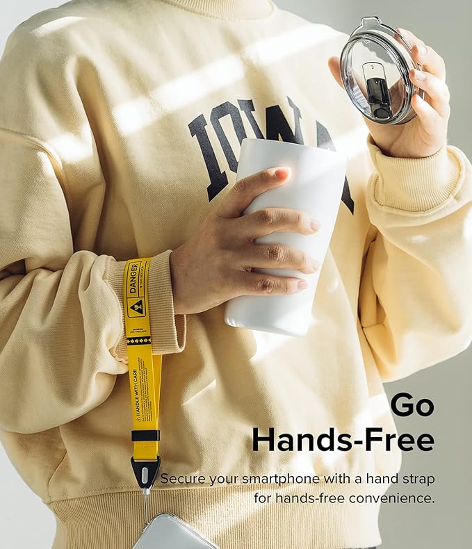 Ringke Hand Strap [Phone Wrist Strap] Designed for Camera Strap and Phone Strap, Adjustable Sturdy Universal Lanyard Compatible with Camera and Phone Case - Danger Yellow