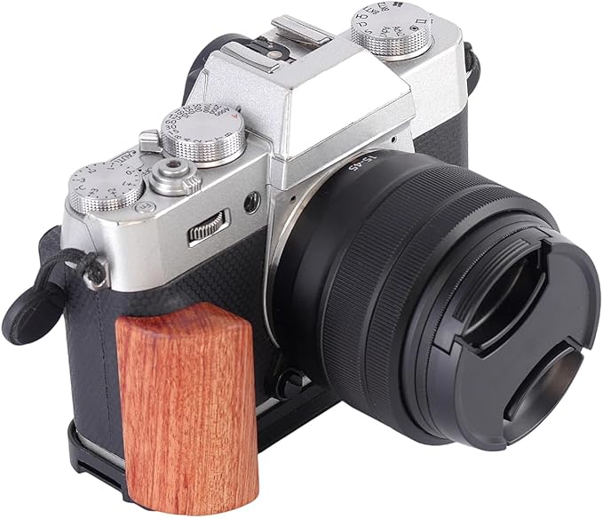 Camera Quick Release Plate Wooden Handle L-Bracket with Cold Shoe Adapter for Compact Digital Camera Tripod Tripod Mounting