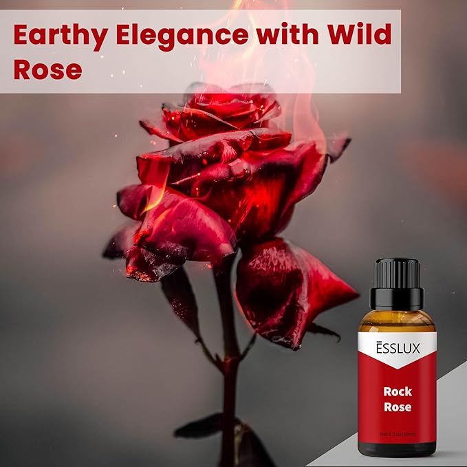 Rock Rose Fragrance Oil, ESSLUX Aromatherapy Essential Floral Scented Oils for Home for Diffuser, Massage, Soap, Candle Making Scents, Perfume, Humidifier, 30 ml