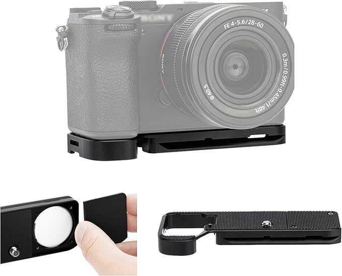 JJC GP-X2 Metal Hand Grip Extension Bracket for Sony A7CII A7C II A7CR A7C R Camera, for Airtag Holder, Anti-Slip Pad, with Arca Swiss Quick Release Plate, 1/4"-20 Tripod Hole & Hand Strap Hole