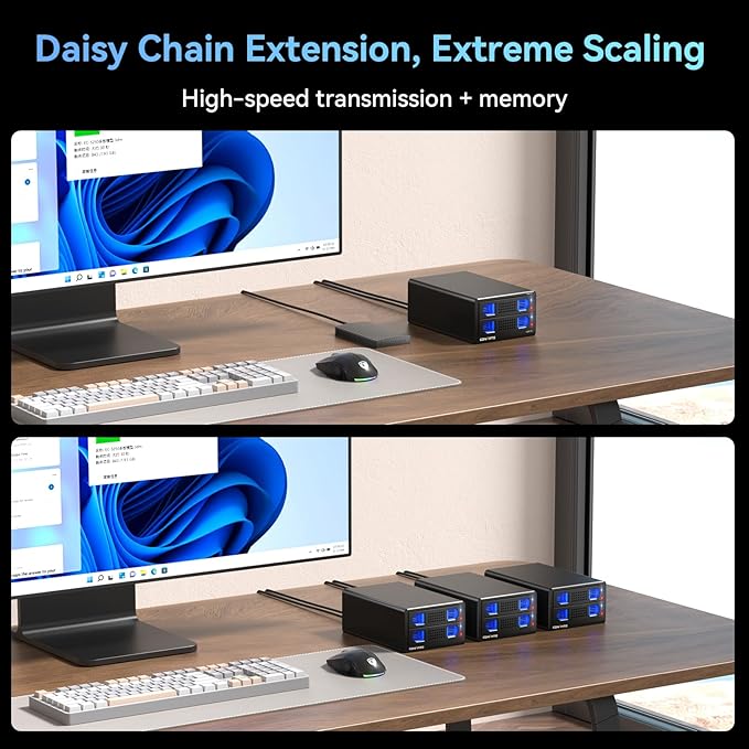 CENMATE Aluminum Dual Bay Hard Drive Enclosure with Cooling Fan for 2.5“/3.5" SATA HDD/SSD with USB A/C 3.0, Support Hot Swappable, Daisy Chain Expansion, Tool-Free HDD Enclosure, DAS(NO RAID/NAS)
