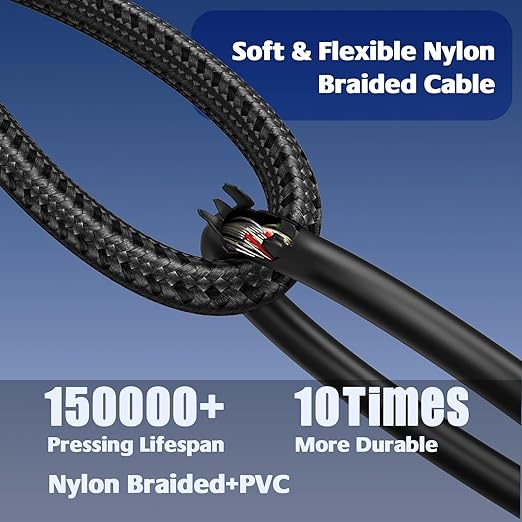 XLR Female to 1/4, TRS to 6.35mm 10ft 2Packs Gold-Plated Connectors Nylon Braided, Quarter Inch to XLR Female Cable for Speakers, Mixers, Amplifiers