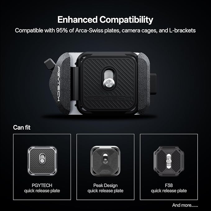 PGYTECH Quick Release Plate & Clamp V2, Arca Swiss Plate Camera Mount Adapter with 1/4" to 3/8" Screw Thread for Sony/Nikon/Fuji/Canon/DJI Switch Between Tripod/Monopod/Slider/Stabilizer
