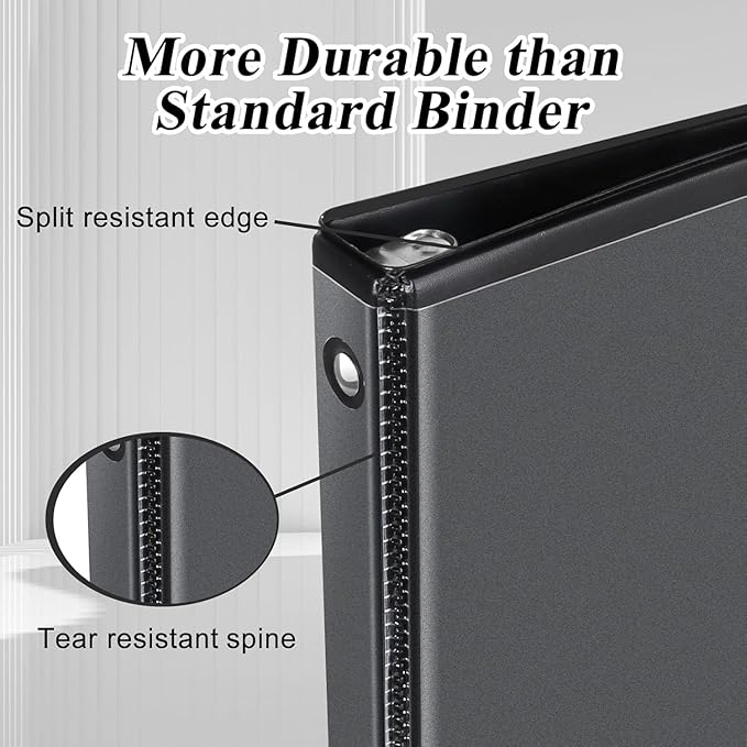 CIXILDTS 1.5-inch Round Ring Binder, Durable 1.5" 3 Ring Binder Fit Letter Size Paper, Black, 36-Pack