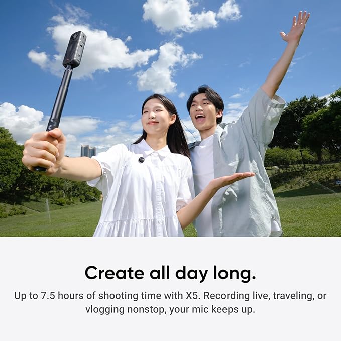 Insta360 Mic Air Transmitter, 7.9g Ultralight, Wireless Microphone, Noise Cancelling, Vlog, Streaming, Compatible X5/X4/X4 Air/Ace Pro 2/GO Ultra