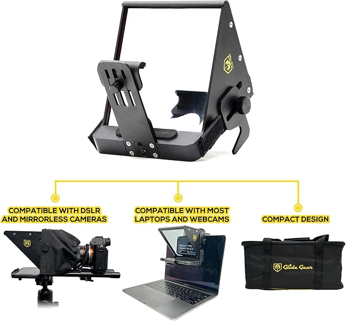 Glide Gear TMP 75 Teleprompter - Laptop, DSLR, Smartphone - Carry Case, No Assembly