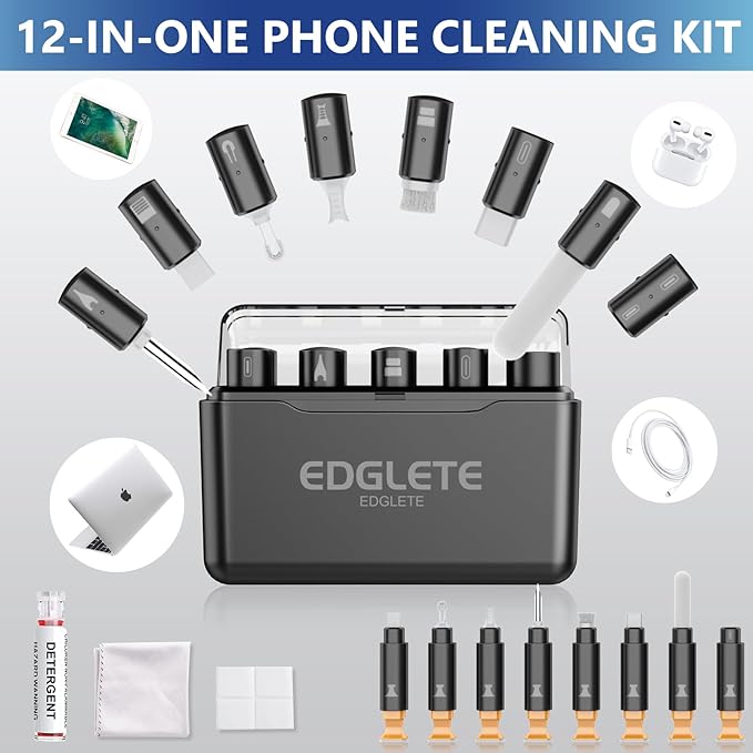 for iPhone Cleaning Kit, Cleaner Kit for AirPod, iPhone Cleaner Charging Port Cleaning, Portable Cell Phone Repair Restore Tool for iPad Lightning Charger Cables Connectors Electronic Devices