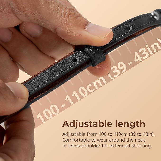 SMALLRIG Universal Leather Camera Neck Shoulder Strap for DSLR, Adjustable 100 to 110cm (39 to 43in), Max Load 10kg (22lb)