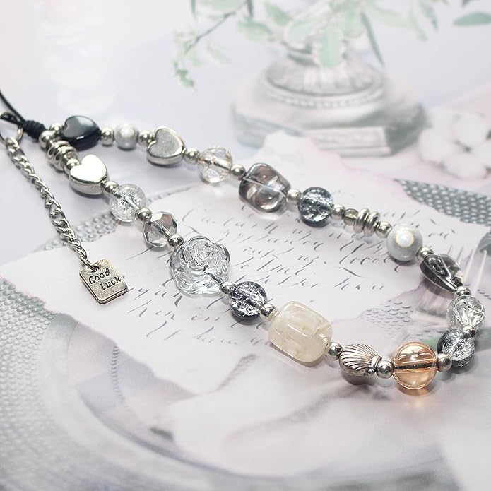 Beaded Camera Wrist Strap, Cute Phone Charms Strap, Pearl Bracelet Wrist Strap, Phone Keychain Decoration for Wallet