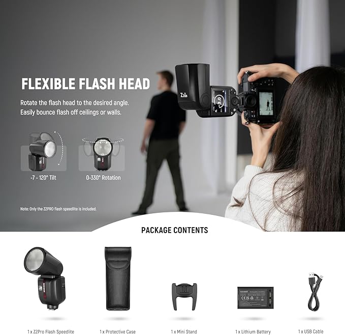 NEEWER Z2PRO-N 2.4G TTL Round Head Flash Speedlite Compatible with Nikon, Wireless Compatible with Godox, 76Ws 1/8000s HSS, Upgraded UI, TTL/M TCM Switch, 7.2V/3000mAh Battery, 600 Full Power Flash