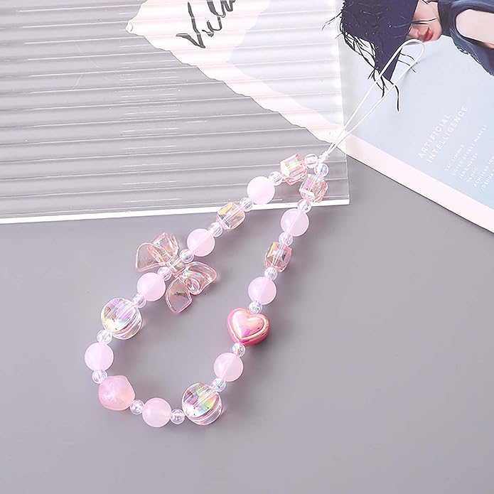 Beaded Phone Charm Lanyard Strap Girly Style Fixed Beads Pearl Lanyards