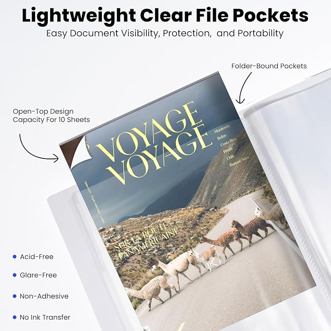 STAGEEK 30-Pocket Portfolio Binder Display 60 Pages, 8.5x11 Binder with Plastic Sleeves, Art Portfolio Folder with Clear Sheet Protectors, Presentation Book for Artwork, Document Organizer