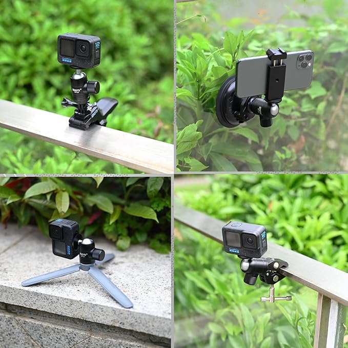 SIOTI Mini Tripod Ball Head, Swivel Mini Ball Head, Panoramic 360° Vertical Pan 90°, Compatible with Projector/DSLR/Action Camera/Cell Phone, and Works with Tripod/Monopod/Light Stand/Cage, etc.