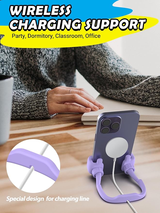 Stocking Stuffers for Men Women Teens Kids Gifts for Men Christmas: Thumbs Up Lazy Phone Stand Holder Funny Gadgets Teenage Boys Girls Dad Father Mother Mom (Black+Purple+White+Yellow, 4)