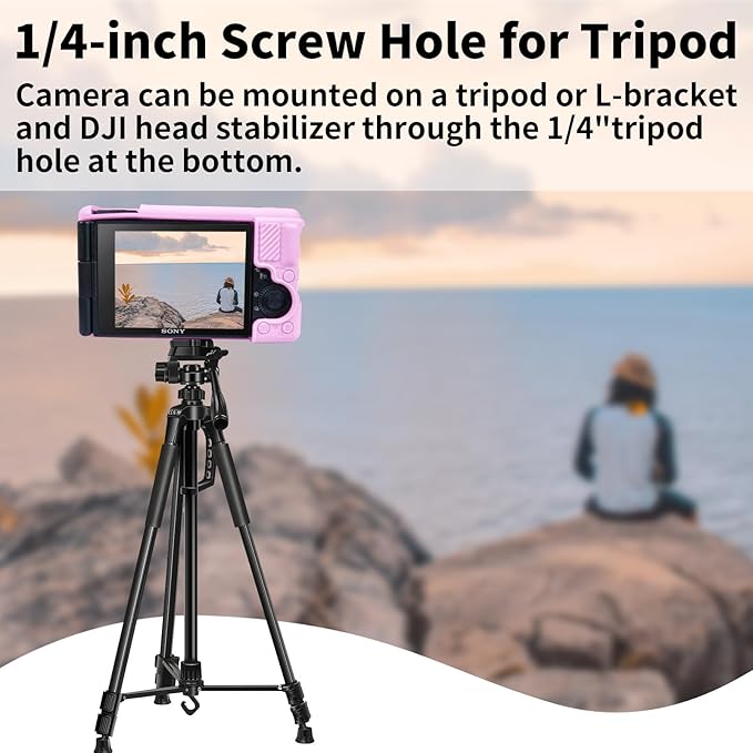 Camera Case for Sony ZV-1, ZV1 Case Silicone Cover Camera Sleeve Body Skin Protective Case with Removable Lens Cap for Sony ZV1 Digital Camera,Light Pink