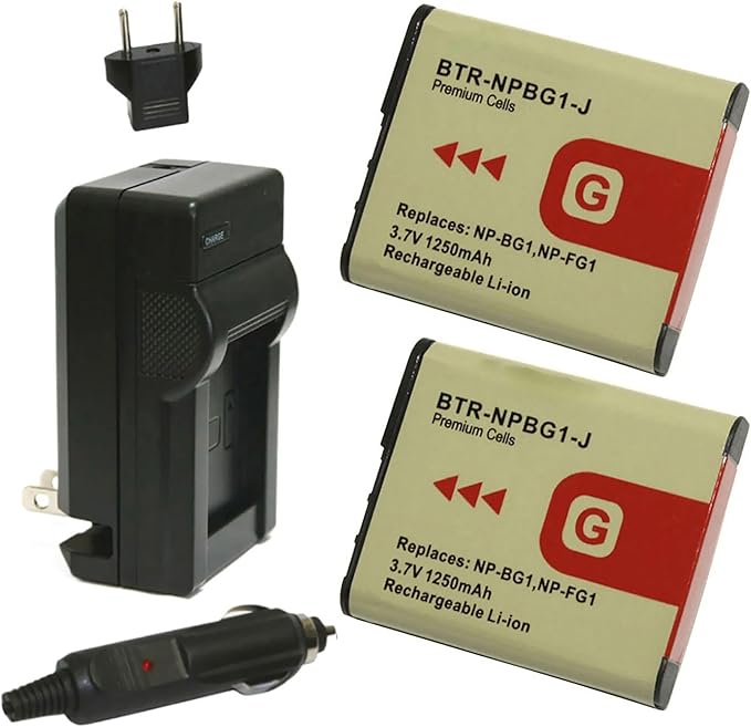 Replacement Battery for Sony Cyber-Shot DSC-W120 (2-Pack, 1250mAh) and Charger