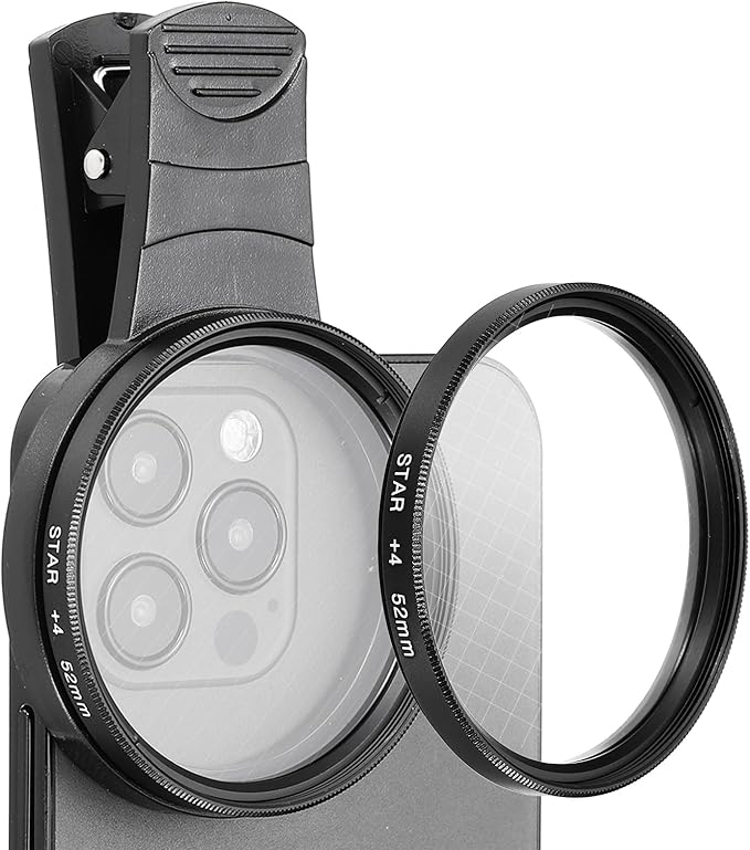 PATIKIL 52mm Phone Camera Lens, Clip-On 4 Point Star Filter Circular Polarizing Lens for Most Smart Phones and DSLR Cameras, Black