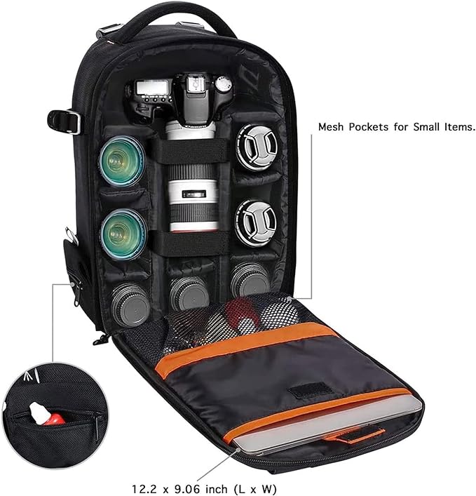 MOSISO Camera Backpack,DSLR/SLR/Mirrorless Photography Backpack Buffer Padded Shockproof Camera Bag with Customized Modular Inserts&Tripod Holder Compatible with Canon,Nikon,Sony etc, Black