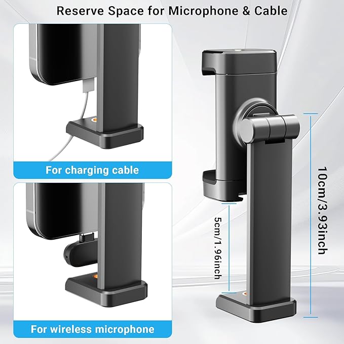Phone Tripod Mount, Universal Smartphone Mount Adapter with Cold Shoe Mount, 360°Rotates and 180°Tilts Adjustable Cell Phone Clamp for iPhone 17 16 15 14/ Tripod/Selfie Stick/Camera Stand.
