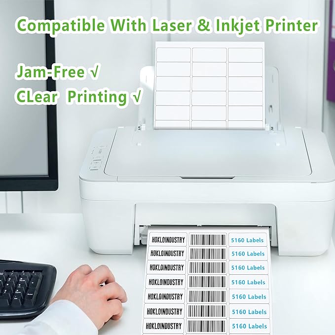 1" x 2-5/8" Address Labels, Permanent Adhesive Blank White Labels,Totally 750 Sticker Labels (25 Sheets)